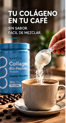 Scoop de NeoCell sobre una taza de café